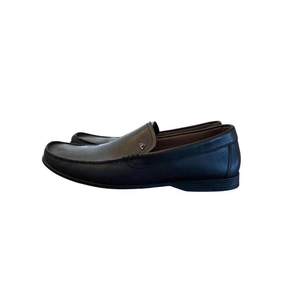 Aretina Mens Loafers Slip Ons Black Leather‎ Luxury Classic Comfort Shoe